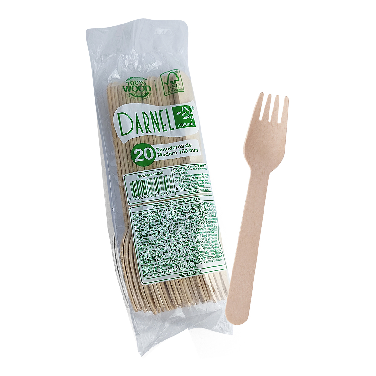 TENEDOR MADERA 16CM DARNEL X20 CAJA X50