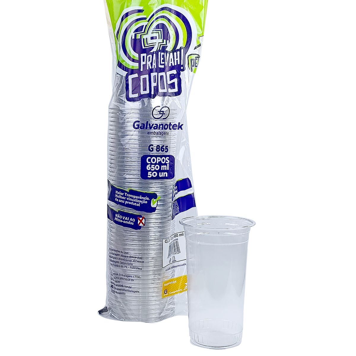 VASO PET 650ML (G-865) X50