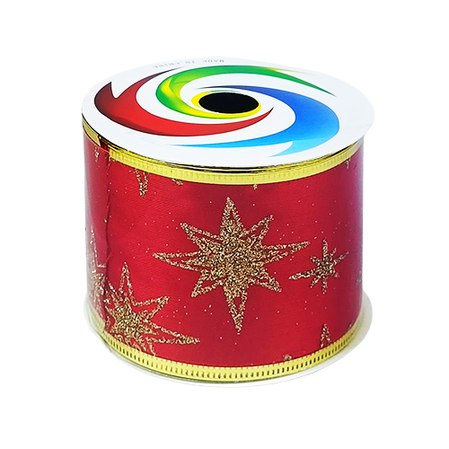CINTA NAVIDEA ROJO C/ORO 6CM X 2.7M