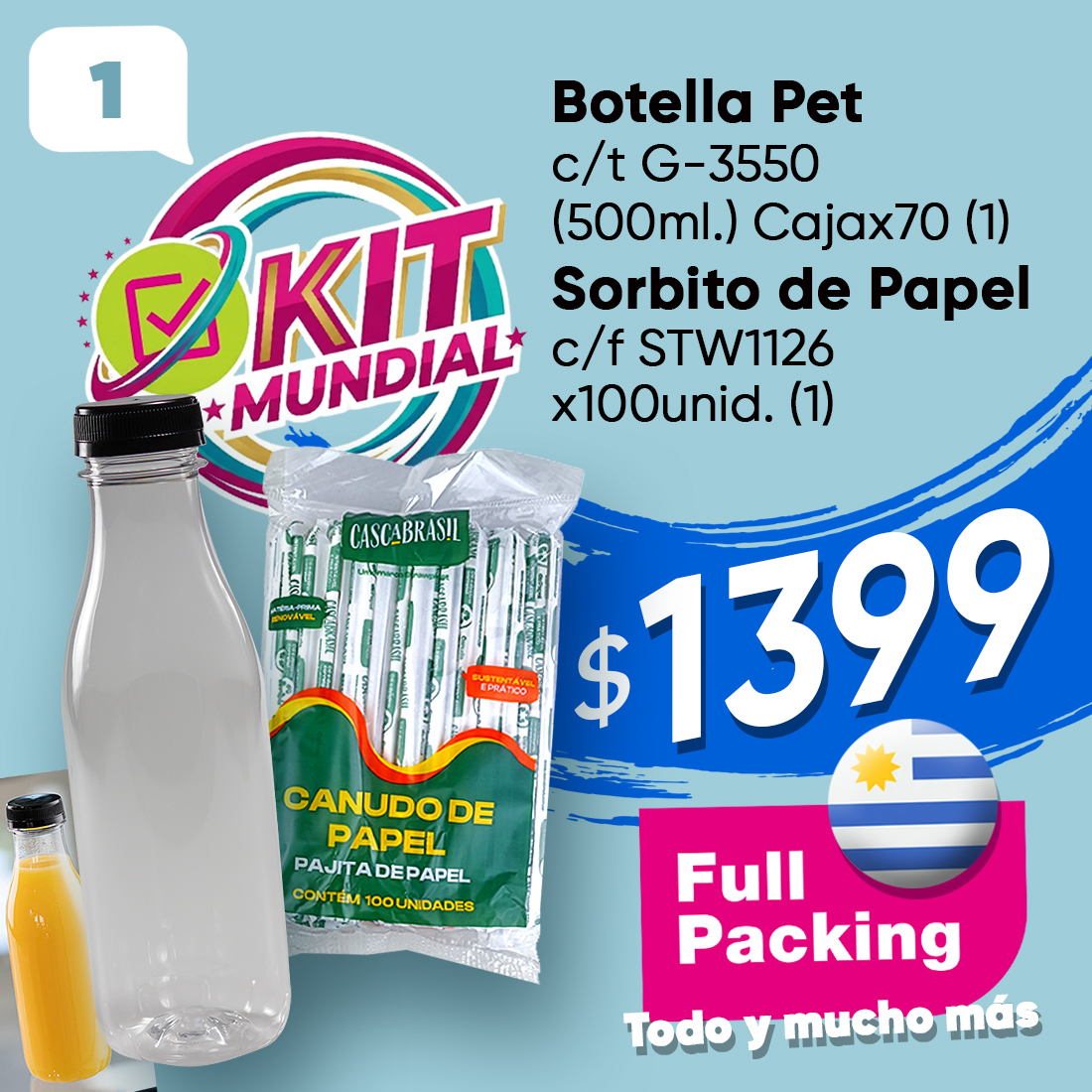 KIT MUNDIAL 1(BOTELLA 500 Y SORBITO C/F)