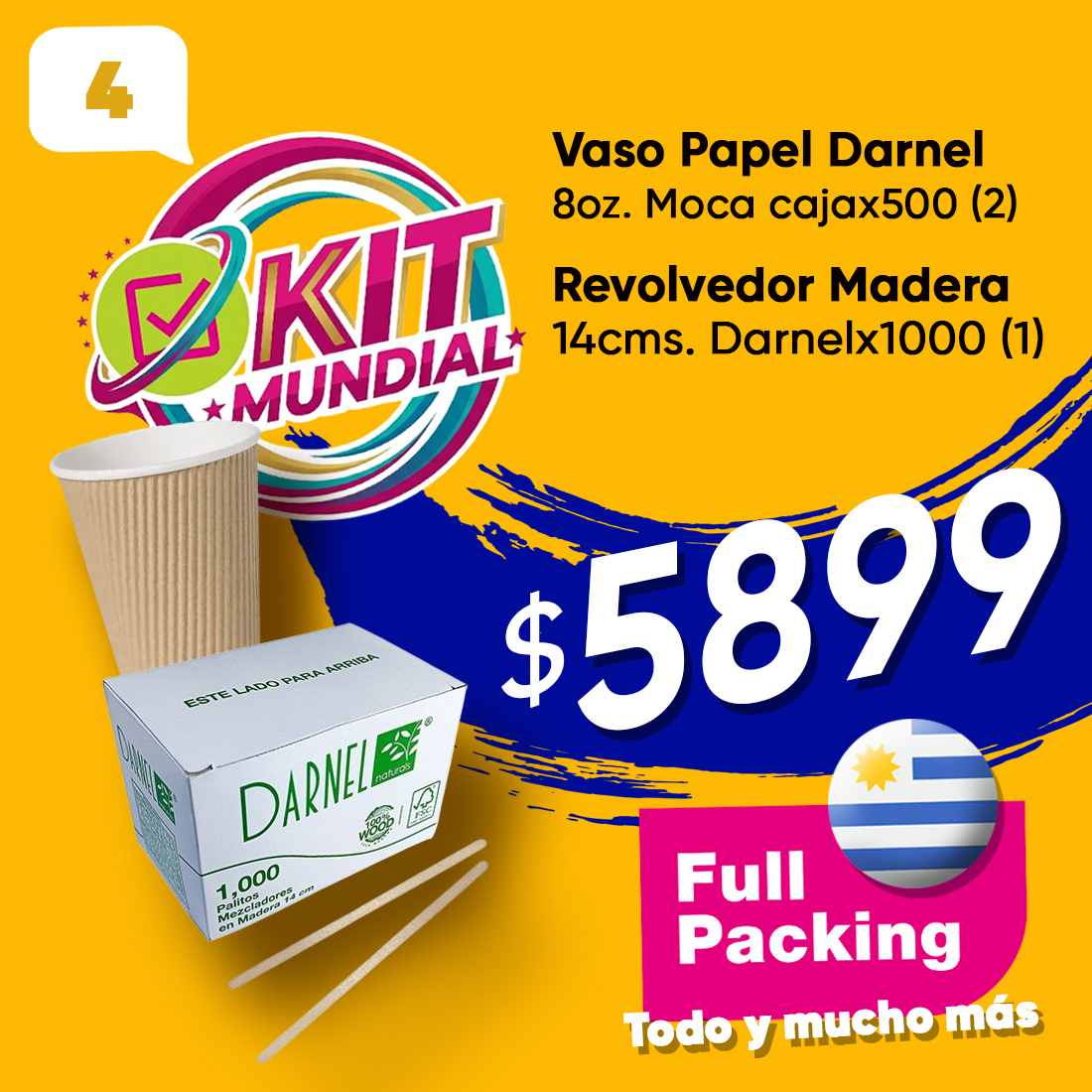 KIT MUNDIAL 4(VASO MOCA 8OZ-REV.MADERA)