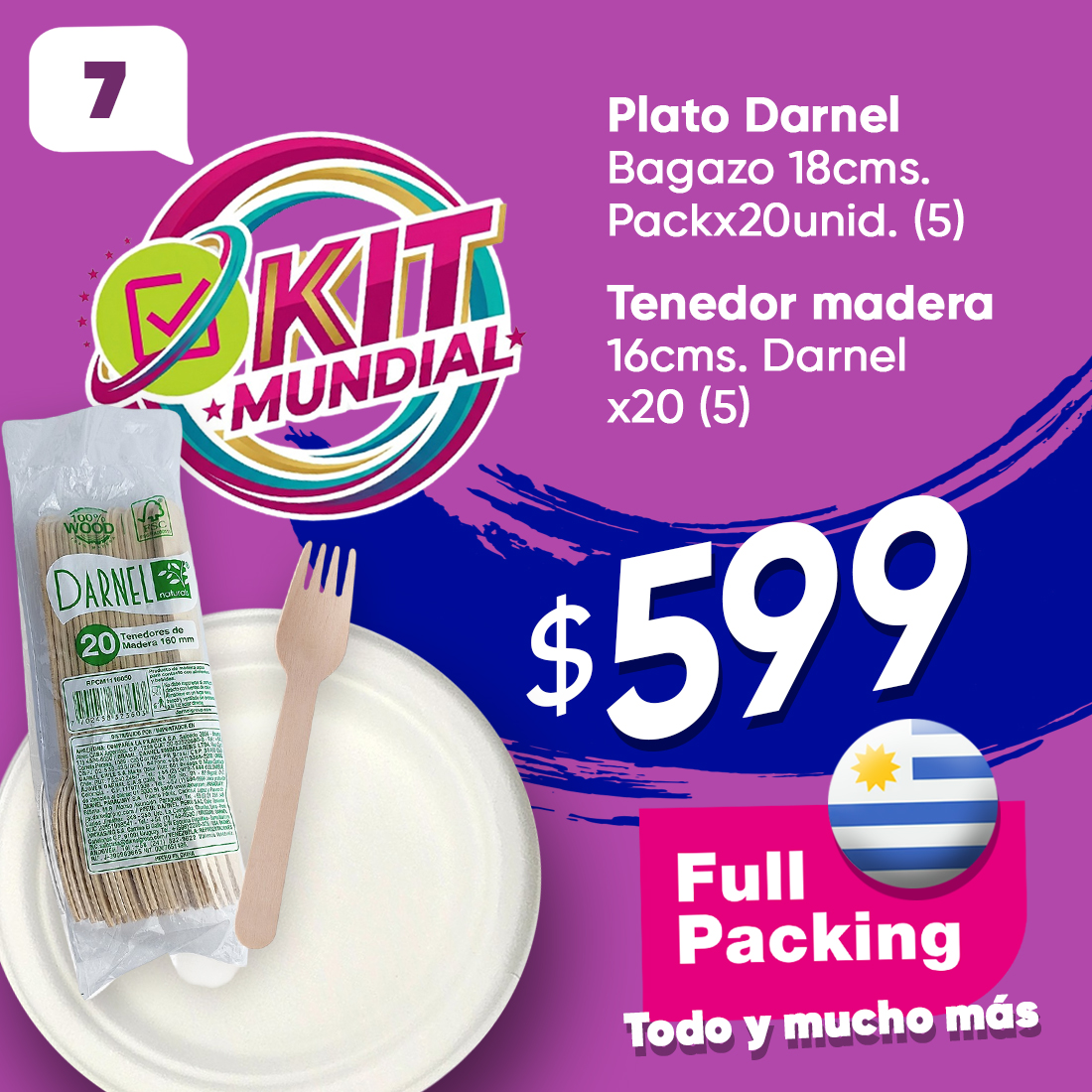 KIT MUNDIAL 7(PLATO BAGAZO 18CM-TEN.MAD)